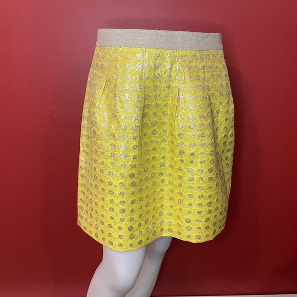 ANN TAYLOR LOFT Women's Yellow Sparkle Polka Dot Skirt - Size 2 - NWT $69.50 - Picture 2 of 4